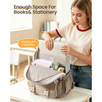 Lovevook School Backpack For Teen Girls, Bookbag For 8-16 Student, Middle High College Back To School Cute Kids Backpack, 15.6 Inch, Khaki-Beige
