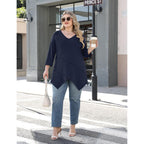 Plus Size Tops for Women 3/4 Sleeve Shirts V Neck T Shirt Spring Summer Blouses 1X-5X