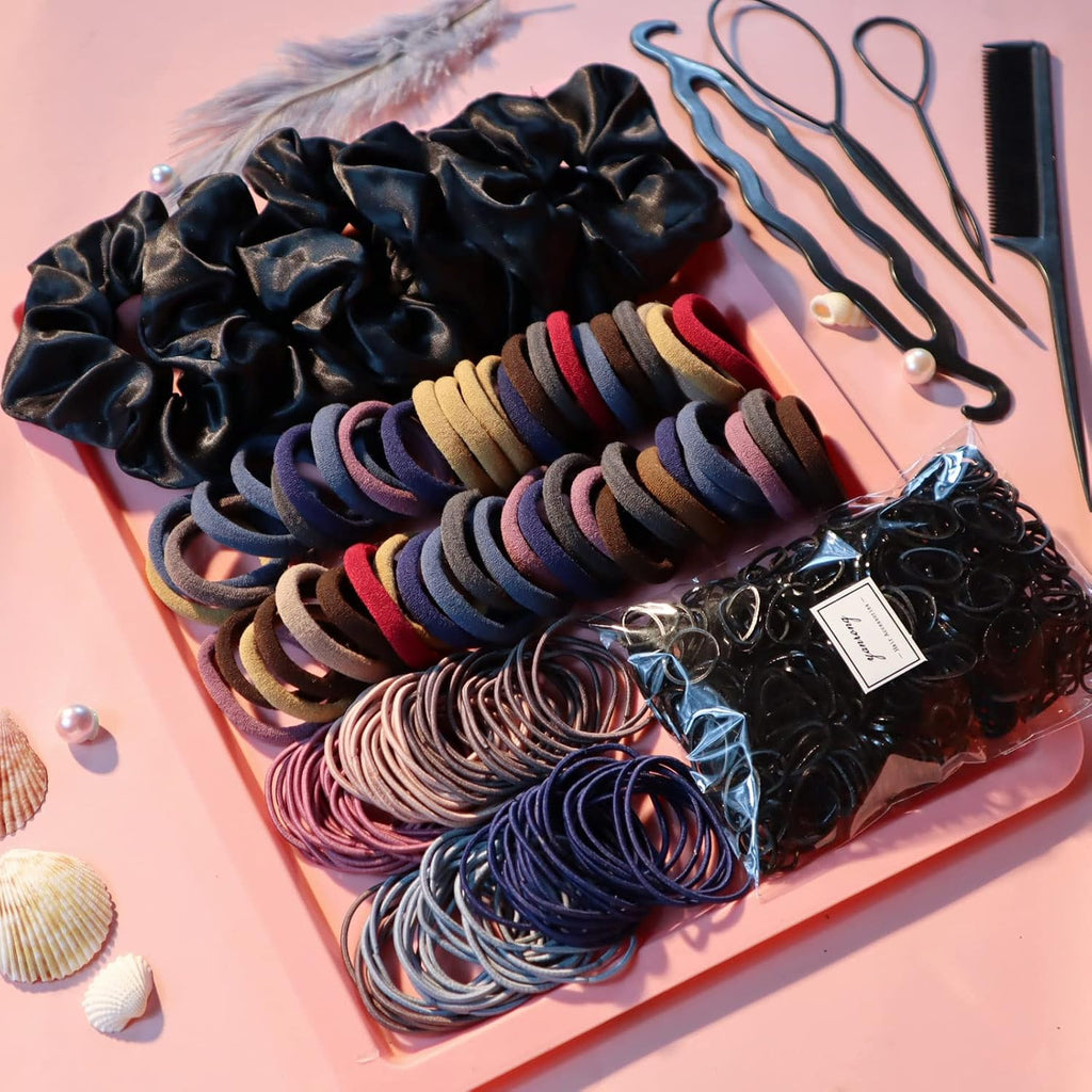 Yanrong 755Pcs Hair Accessories For Woman Set Seamless Ponytail Holders Variety Hair Scrunchies Hair Bands Scrunchy Hair Ties For Thick And Curly (Mix)
