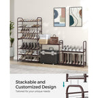 Songmics Stackable Shoe Rack, 4 Tier Metal Shoes Rack Storage Shelf, Holds Up To 16 Pairs Shoes, Adjustable Slanted Shelves Tower Organizer For Closet Entryway Small Spaces, Bronze