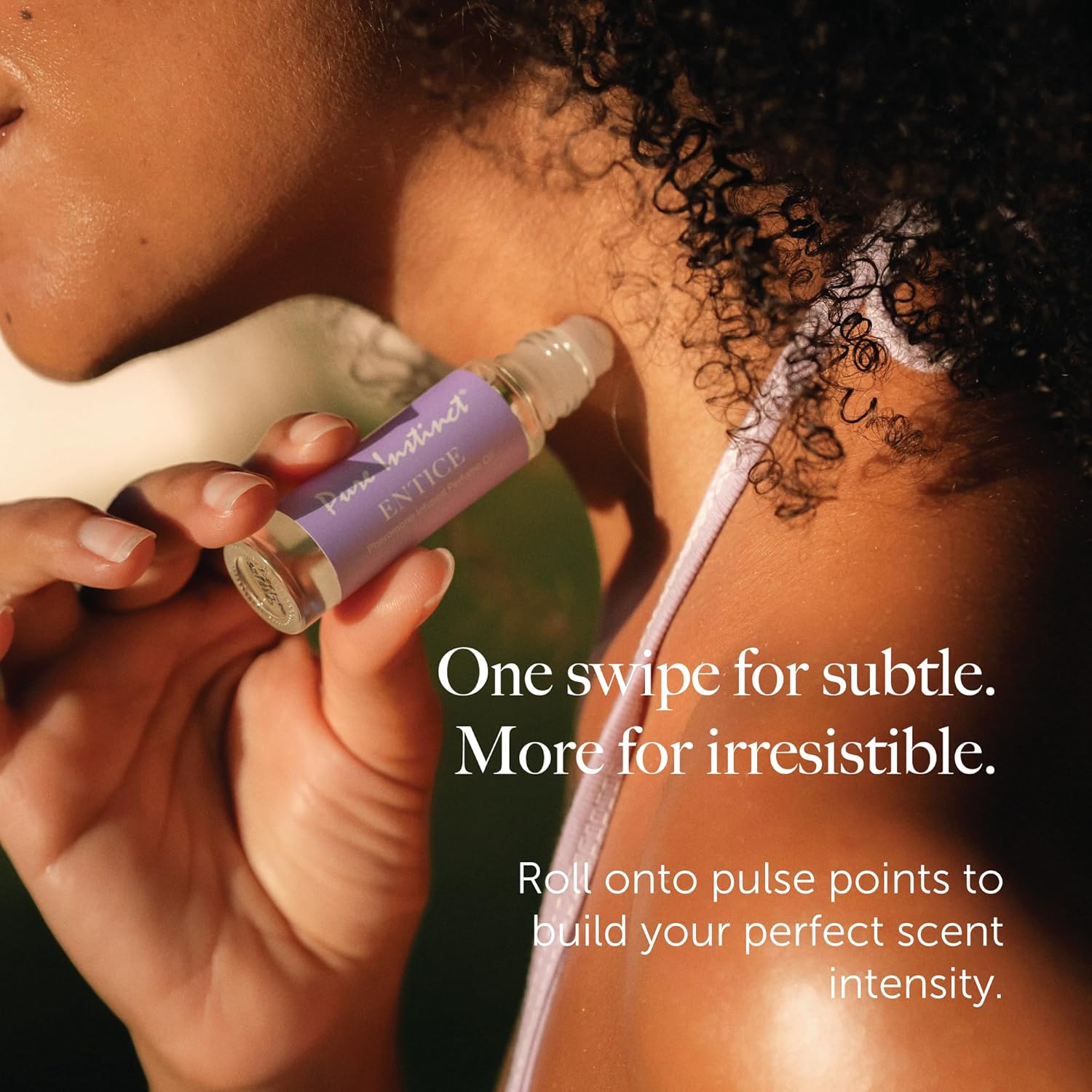 Pure Instinct ENTICE The Original Pheromone Infused Essential Oil Perfume Cologne - For Her Women - TSA Ready (Roll On Bottle 0.34 Fl. Oz./10.2mL)