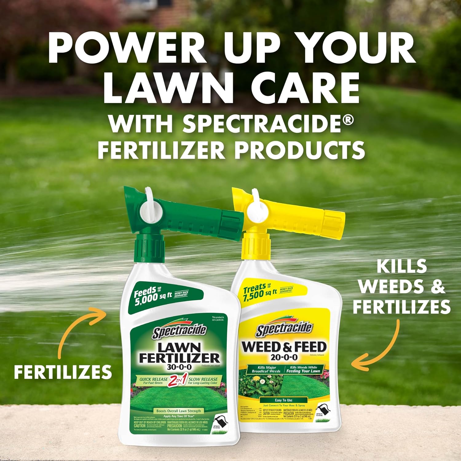 Spectracide Weed & Feed 20-0-0, 3 Count, Easy To Use Quickflip Sprayer, Kills Weeds While Feeding Your Lawn, Kills Major Broadleaf Weeds Like Dandelion, Chickweed, Clover And Plantain