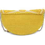Longing To Buy Beaded Lemon Slice Clutch Purse, Yellow Evening Bag With Chain Strap, Novelty Fruit Design