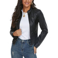 Black Faux Leather Jackets For Women Motorcycle Pu Moto Biker Outwear Coat