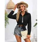 Zeagoo Womens Button Down Shirts Oversized Long Sleeve Floral Printed Blouses Casual Work Tops Drop Shoulder Outfit Clothes