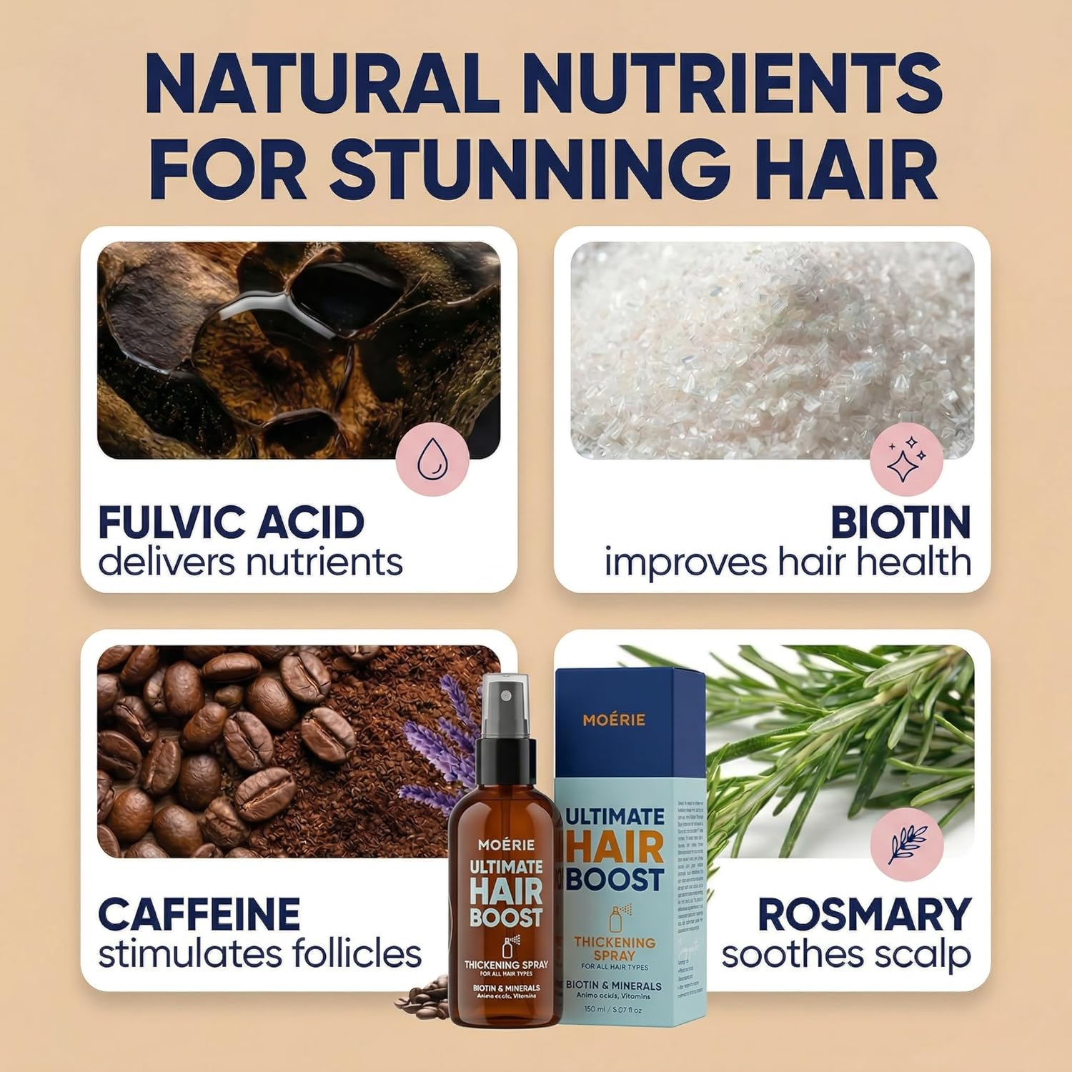 Moerie Hair Growth Serum Spray for Men and Women, Hair Loss Solution with Biotin and Rosemary, Thickening Serum for Hair Regrowth and Thinning Hair - Ultimate Scalp and Growth Care