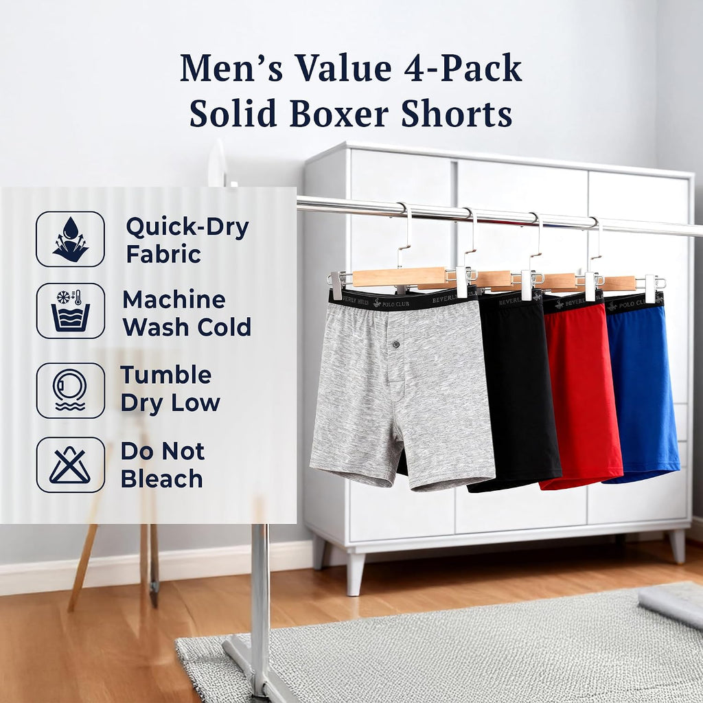 Beverly Hills Polo Club Men'S 4 Pack Knit Boxer Short