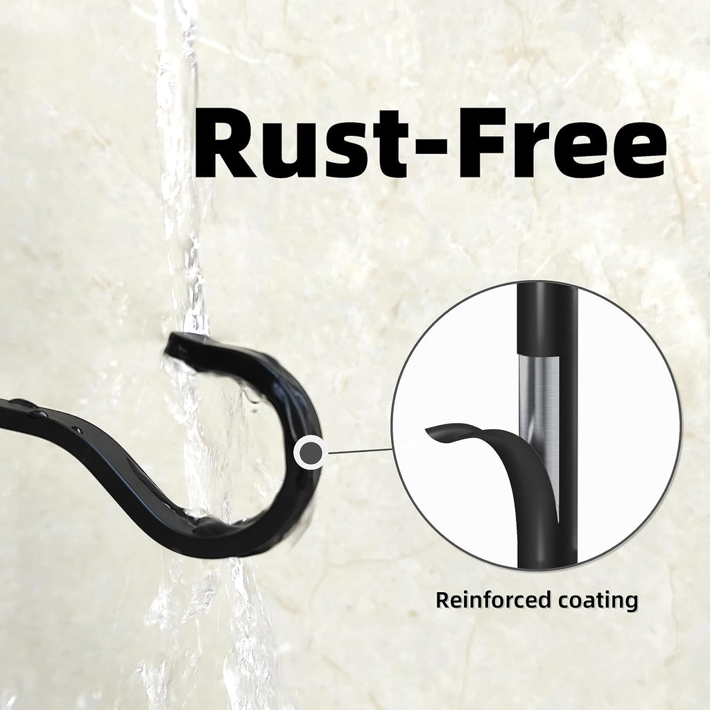 Saffruff Heavy Duty Plant Hooks For Wall: 6-Inch 2 Pack Plant Hangers Outdoor, Hold 35Lb, Bird Feeder Hanger For Outside, Iron Planter Brackets For Hanging Baskets, Wind Chime, Lantern, Metal - Black
