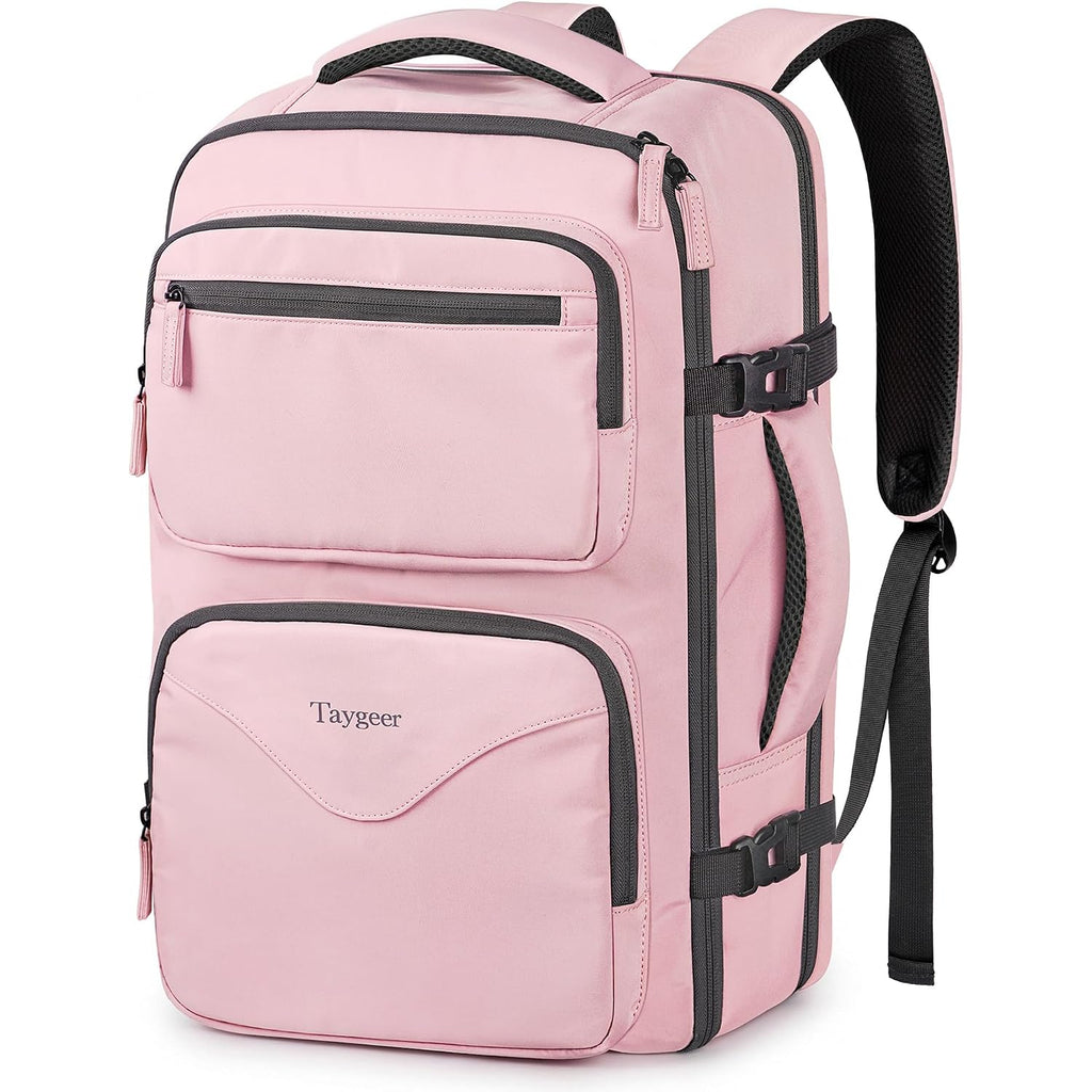 Taygeer Travel Backpack For Women, Travel Personal Item Bag With Shoe Pouch | Tsa Approved Under Seat Carry On Backpack With Water Bottle Pocket Fits 15.6Inch Laptop, Travel Essentials For Airplanes,Pink
