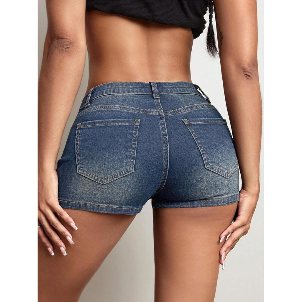 High Stretchy Low Rise Jean Shorts for Women, Y2K Mini Denim Shorts Sexy Summer