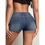 High Stretchy Low Rise Jean Shorts for Women, Y2K Mini Denim Shorts Sexy Summer