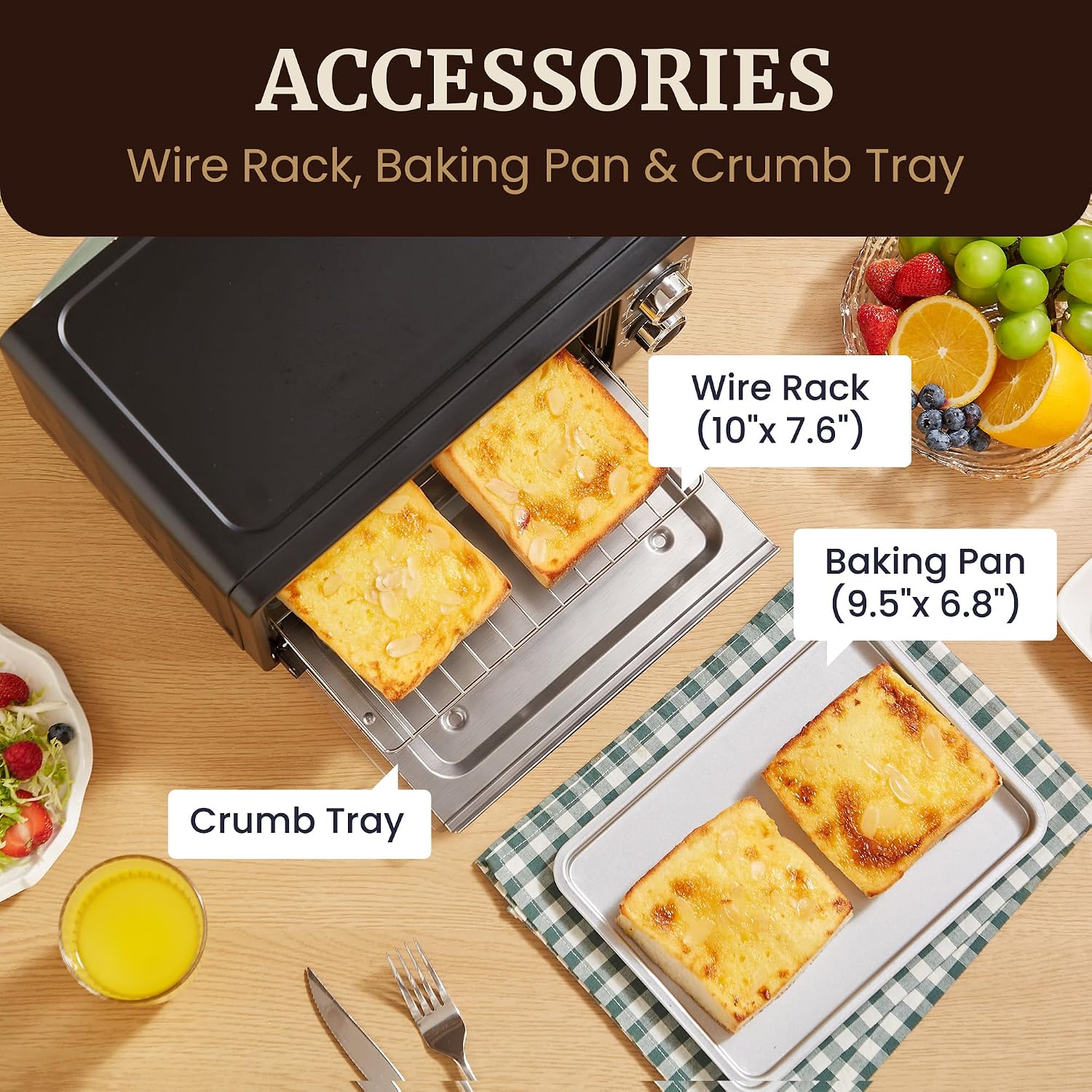 Elite Gourmet Eto490 9L/4 Slice Countertop Toaster Oven With 30-Minute Timer, Adjustable Temperature Control, Includes Baking Pan, Wire Rack And Crumb Tray, Bake, Broil, Toast, Black