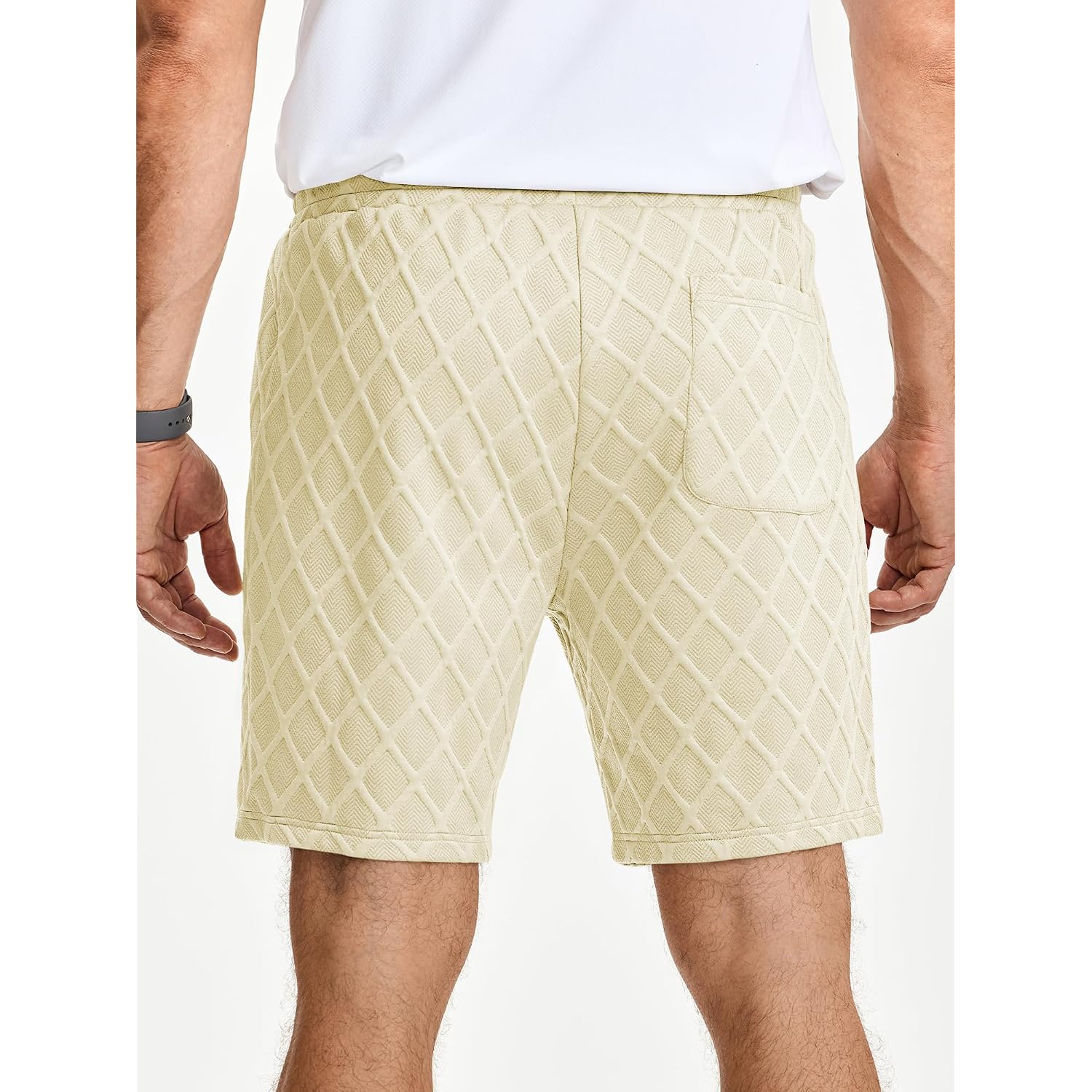 Jmierr Mens Sweat Shorts Drawstring Summer Beach Stretch Texture 7 Inch Running Shorts With Pocket