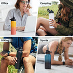 Fijinhom Insulated Water Bottle With Handle, 304 Stainless Steel Water Bottles With Wide Mouth, Double Wall Vacuum Sports Water Bottle, Bpa Free, Keep Cold And Hot, 24 Ounces, Black | With Handle