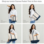 Lands' End Zip Top Long Handle Canvas Tote Bag