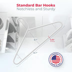 Plastic Hangers 30 Pack – Made In The Usa – 6Lb Capacity Standard Clothes Hangers With Strap Hooks For Dresses, Lingerie, Shirts, Pants, And Jackets – White