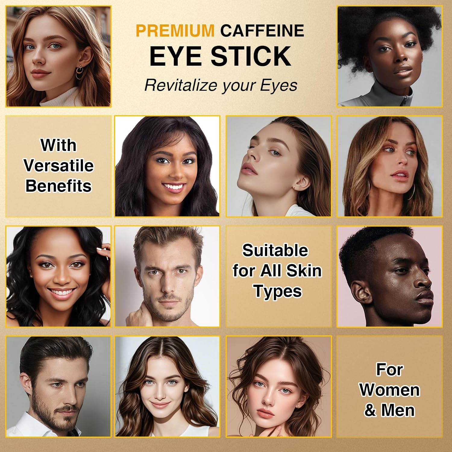 Caffeine Eye Stick With Retinol, Hyaluronic Acid For Dark Circle, Wrinkles, Under Eye Cream Anti Aging For Puffiness And Bags Reduces Fine Lines