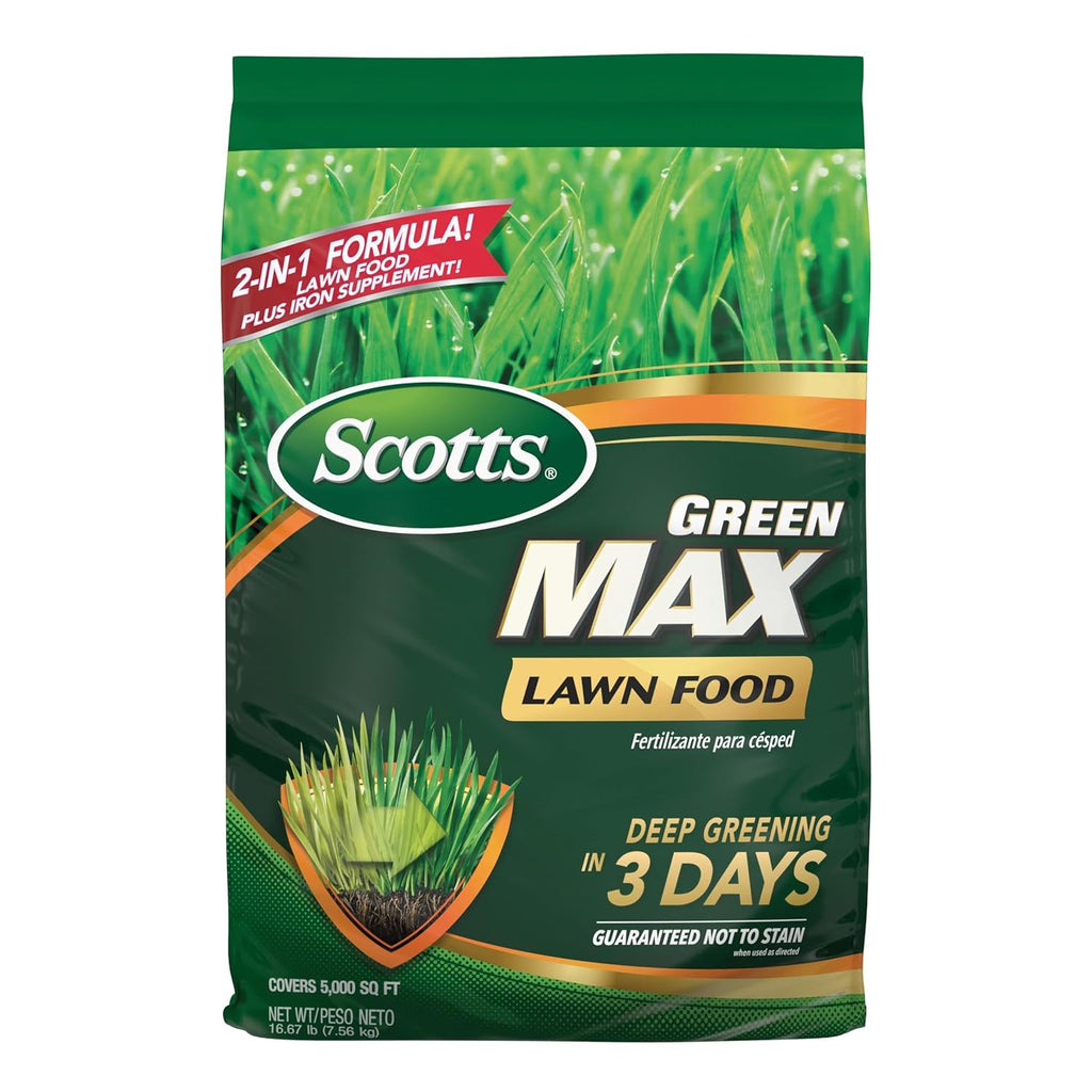 Scotts Green Max Lawn Food, 16.67 Lbs. | Lawn Fertilizer For Grass Plus Iron Supplement, Grass Fertilizer, Covers 5,000 Sq. Ft.
