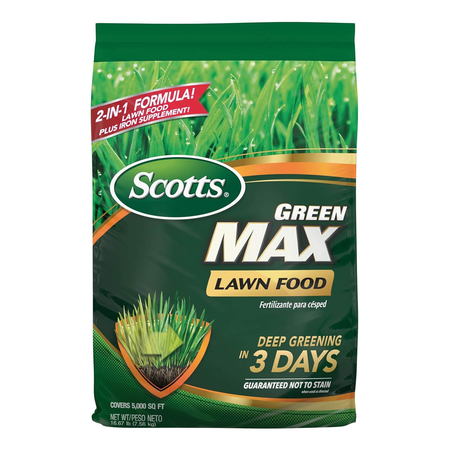 Scotts Green Max Lawn Food, 16.67 Lbs. | Lawn Fertilizer For Grass Plus Iron Supplement, Grass Fertilizer, Covers 5,000 Sq. Ft.