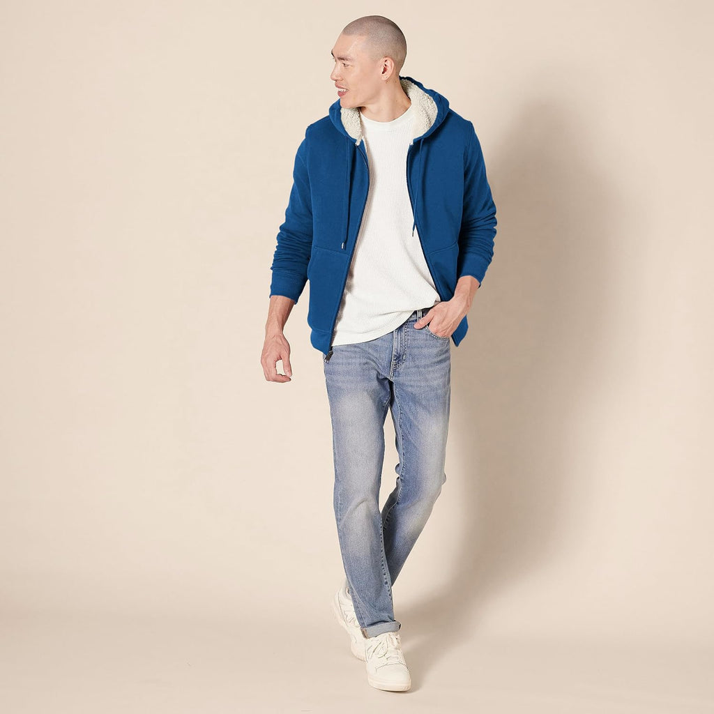Amazon Essentials Men'S Sherpa-Lined Full-Zip Fleece Hoodie Sweatshirt