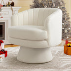 Swivel Accent Chair With Armrest, Modern 360 Degree Swivel Barrel Chair With Curve Back And Soft Cushion,Comfy Round Sherpa Teddy Armchair Single Sofa For Living Room,Bedroom,Waiting Room,Beige