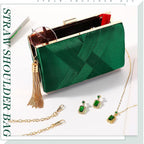 Jadive 3 Pcs Clutch Purses For Women Handbag Evening Purses Bag For Wedding Vintage Banquet Handbag Earrings Necklace Set