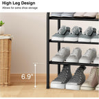 Expandable Shoe Rack, 3-Tier Metal Small Shoe Rack For Closet, Up To 16 Pairs Adjustable Shoes Racks Storage For Front Door Entrance, Free Standing Shoes Rack Organizer For Entryway, Black