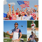 Mens American Falg Polo Shirts Short Sleeve Performance Patriotic Shirt Funny Golf Shirt