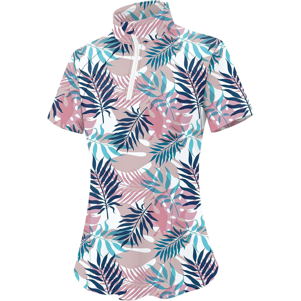 Lomon Womens Golf Polo Shirts Summer Short Sleeve 1/4 Zip Tops Moisture Wicking Casual Tennis Activewear With Pockets
