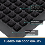 Smiry Front Door Mat Outside Entrance, Heavy Duty Natural Rubber Doormat, Non Slip, Trap Dirt And Moisture, Easy Clean, Low Profile Welcome Floor Mats For Indoor Outdoor Entry, 29.5X17 Inch, Black