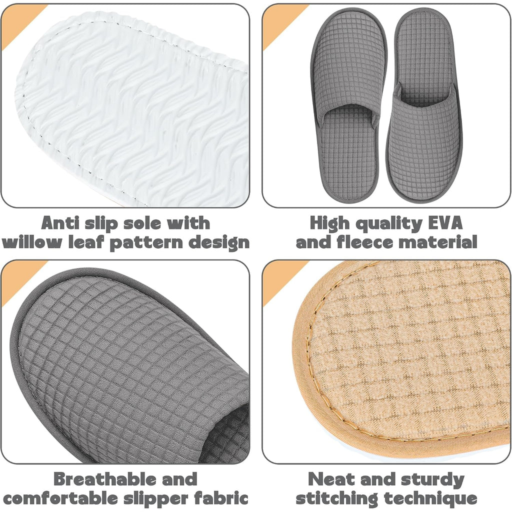 12-20 Pairs Disposable Slippers For Guest, Non Slip Reusable Washable Slippers For Women And Men, Breathable House Slippers Indoor Outdoor For Hotel Essentials Shoeless Home Spa Travel