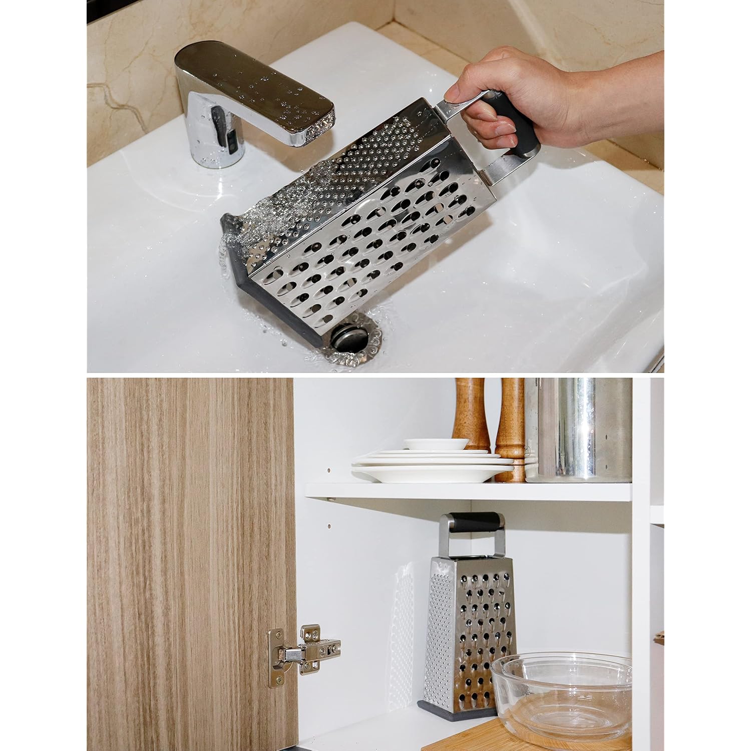Kaishun Cheese Grater, 4-Sided Box Grater For Cheese, Vegetable & Fruit