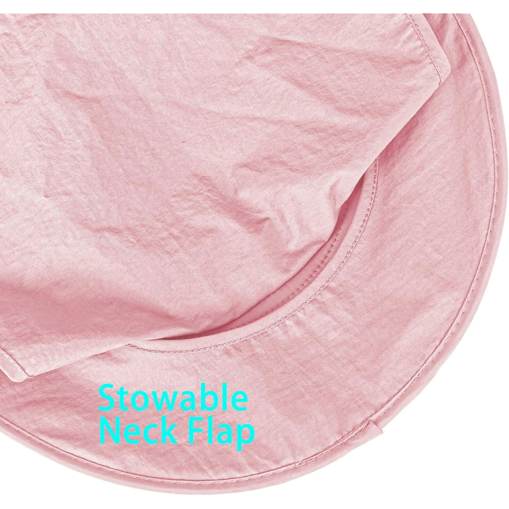 Sun Hats for Men Women Fishing Hat UPF 50+ Breathable Wide Brim Bucket Hats Summer UV Protection Safari Hat with Neck Flap Pink