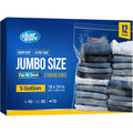 12 Large Storage Bags With Zipper Top - 5 Gallon Bags 18" X 24", Extra Large Plastic For Clothes, Travel, Moving, Large Reusable Freezer Bags, Bpa-Free, 2-Mil Thick