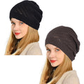 Thin Crochet Beanie Hat for Women Summer Winter Fall Mesh Slouchy Knit Hats Lightweight Crochet Caps Black+dark Gray
