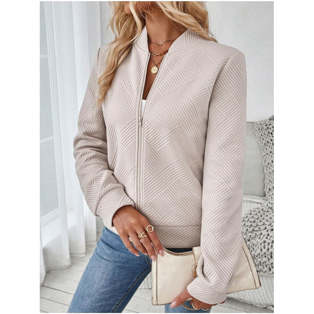 Verdusa Women'S Zip Up Bomber Jacket Casual Lightweight Coat Airport Outfit