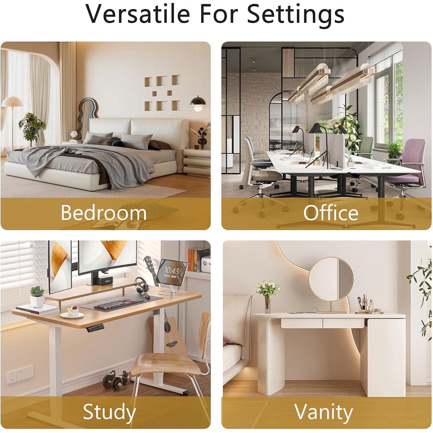 Vecelo Modern Pu Swivel Home Office Desk Chair With Back & Rolling Wheels, Adjustable Seat Height For Girls Women Bed Room Vanity Makeup/Task/Computer Work, White