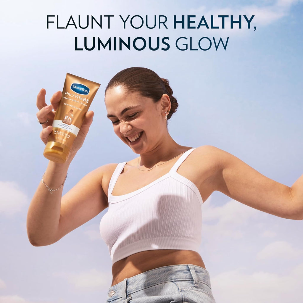 Vaseline Pro Vitab3 Skin Care Serum Burst For Healthy, Glowing Skin Luminous Glow & Supple & Soft 10X Antioxidant Power Of Vitamin C With Vitamin B3, Hyaluronic Acid 7.5 Fl Oz 2Pk