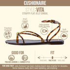Cushionaire Vita Jelly Sandals For Women, Casual Lightweight Womens Strappy Sandals With Adjustable Buckle Strap And Gold Hardware Accent