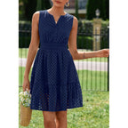 Prettygarden Women'S Summer Dresses 2026 Sleeveless V Neck Eyelet Hollow Out Swing A Line Beach Vacation Sun Dress