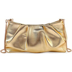 Women'S Clutch Purse, Pleated Evening Handbag, Shoulder Bag With Detachable Chain And Shoulder Strap