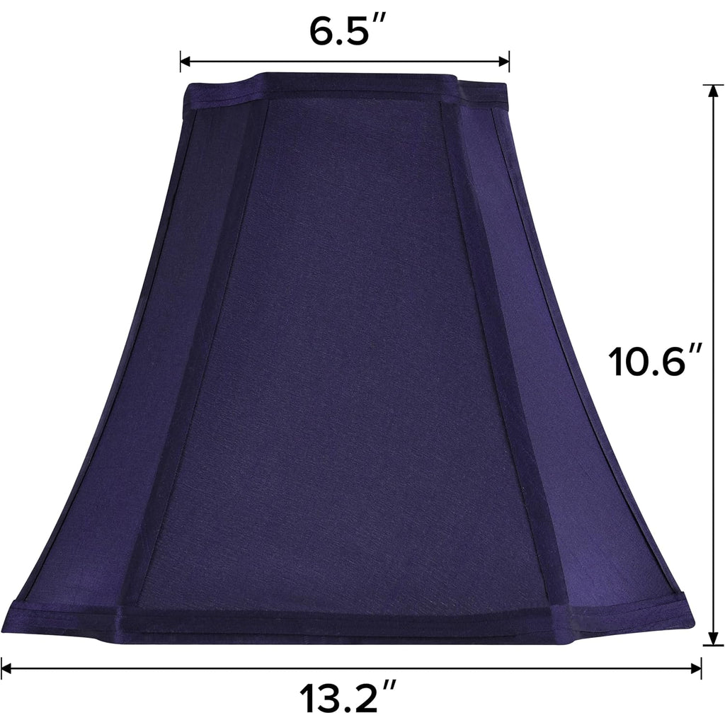 Go&So Square Lamp Shade For Table Lamps,6.5"X13.2"X10.6" Blue Lamphade Bell | 0.41" Spider,Blue,Natural Faux Silk,Medium Deco Lamp Shade Replacement For Small Floor Lamps Living Room,Fold Easy Assembly