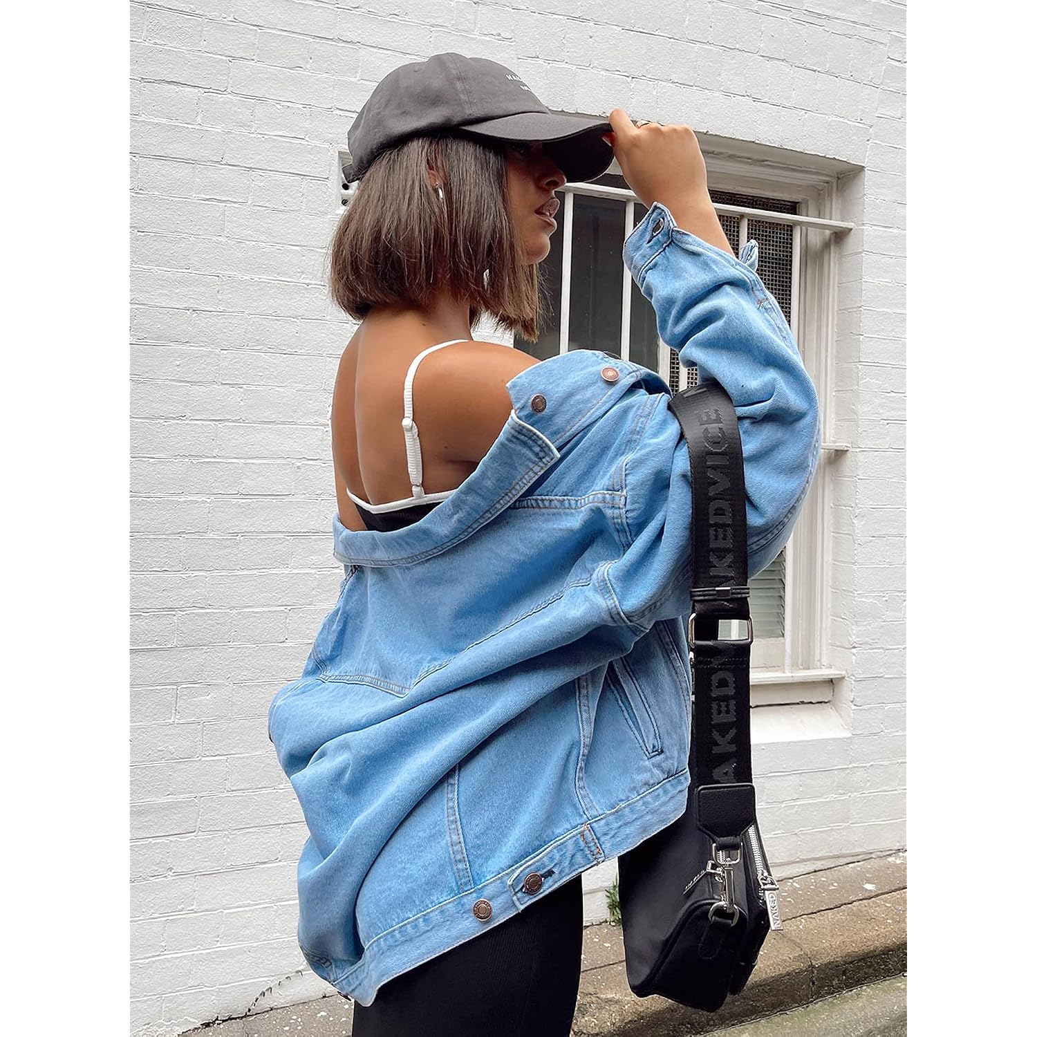Women'S Oversized Vintage Denim Jacket Long Sleeve Boyfriend Coat