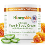 Hydrating Face Moisturizer & Body Cream With Manuka Honey Cream - Organic Face Moisturizer With Honey For Extremely Dry Skin - For Dry & Itchy Skin, Rosacea & Eczema Prone Skin 8Oz