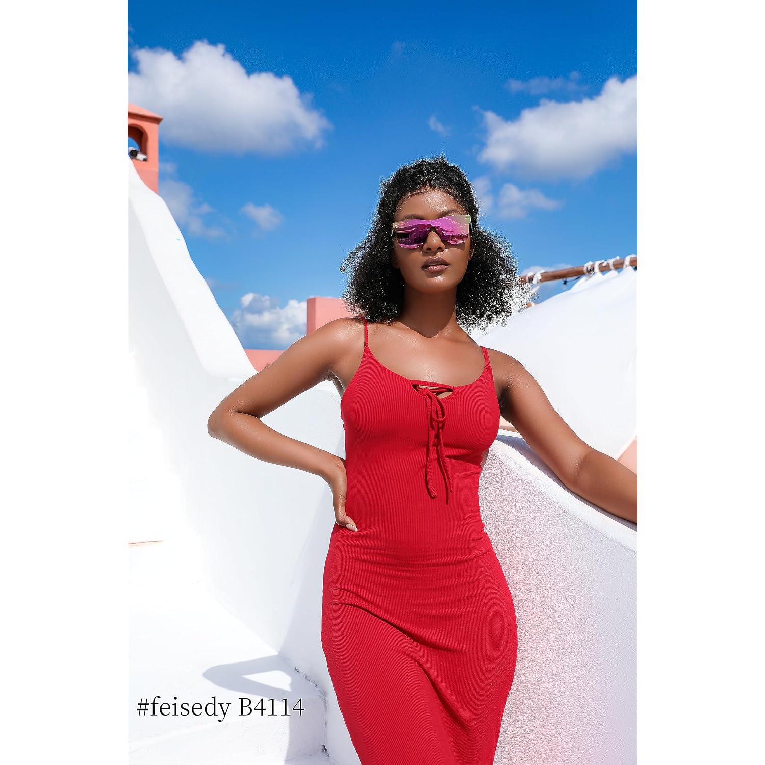 FEISEDY Trendy Rimless Mirrored One Piece Lens Sunglasses Reflective Sun Glasses B4114 (2 Pack)dark Purple Mirror & Pink Mirror