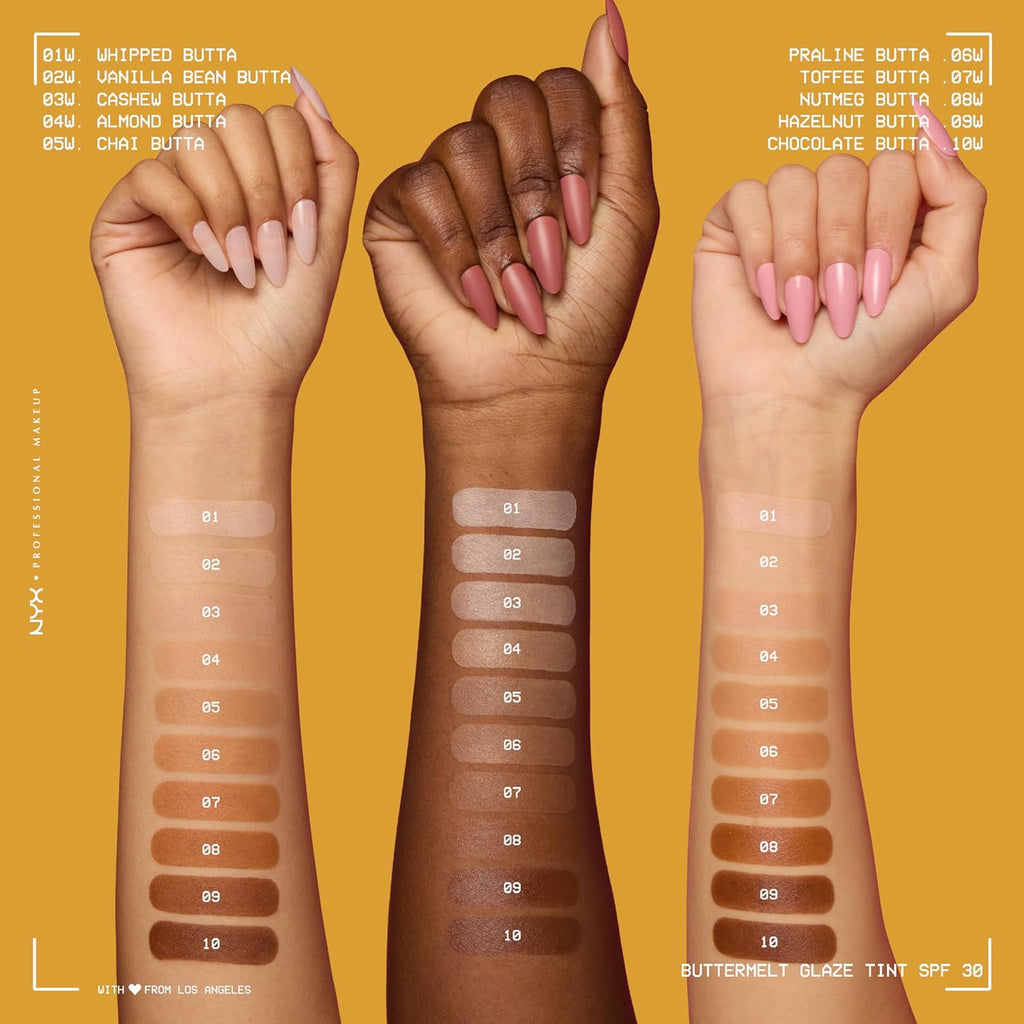 NYX PROFESSIONAL MAKEUP Buttermelt Glaze Soft Glow Skin Tint + SPF 30, Up To 12HR Wear, 02 Vanilla Bean Butta