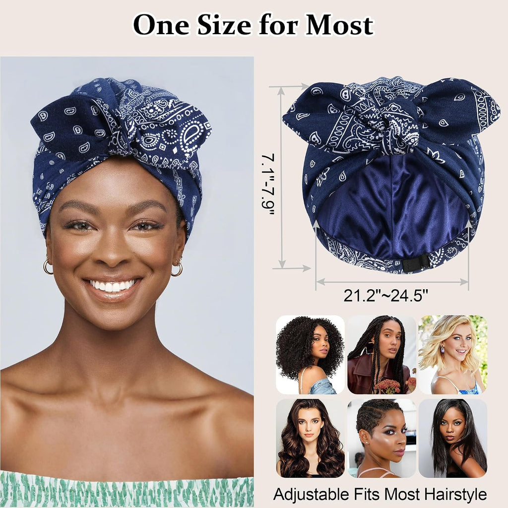 Satin Lined Beanies For Women Chemo Headwear Silky Lined Cotton Sleeping Cap