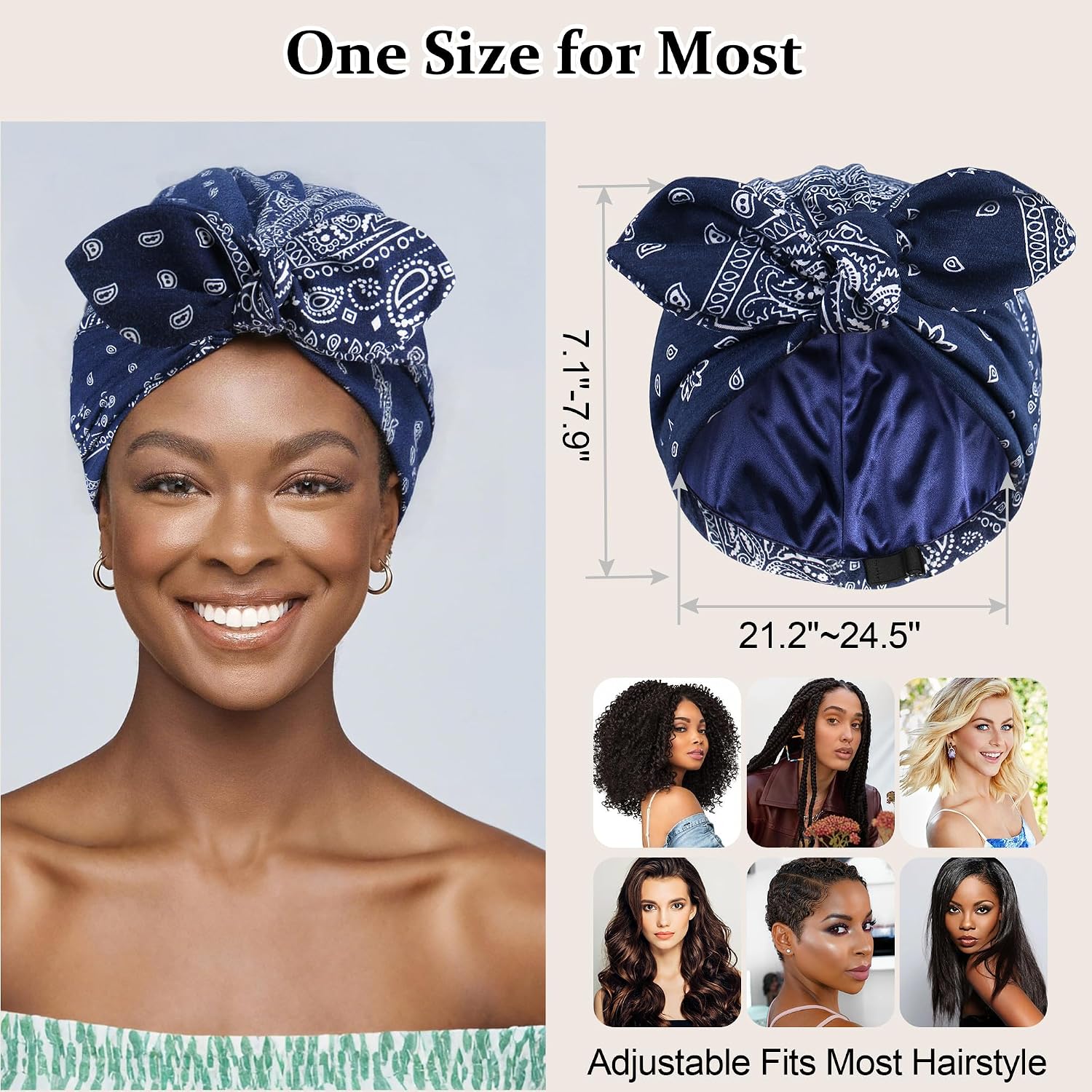 Satin Lined Beanies For Women Chemo Headwear Silky Lined Cotton Sleeping Cap