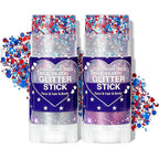 Patriotic Red White And Blue Glitter Stick 2 Pack, Face & Body Glitter Makeup For Women And Girls, Waterproof Usa Flag Glitter For 4Th Of July, Memorial Day, Veterans Day & Usa 250Th Anniversary