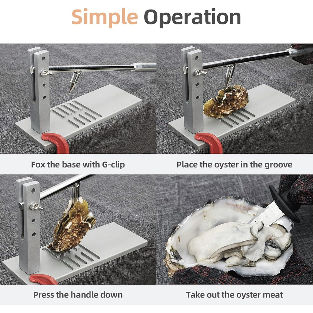 Stainless Steel Oyster Shucker Tool,Portable Oyster Shucking Knife,Easy To Use Oyster Knife,Oyster Opener Machine For Home Use,Including Two Oyster Shucking Knife,A Pair Of Glove And One G-Clamp.